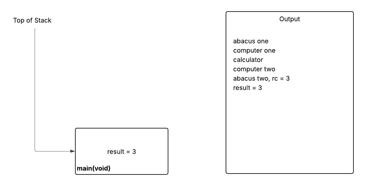 set result and do final line of output in main()